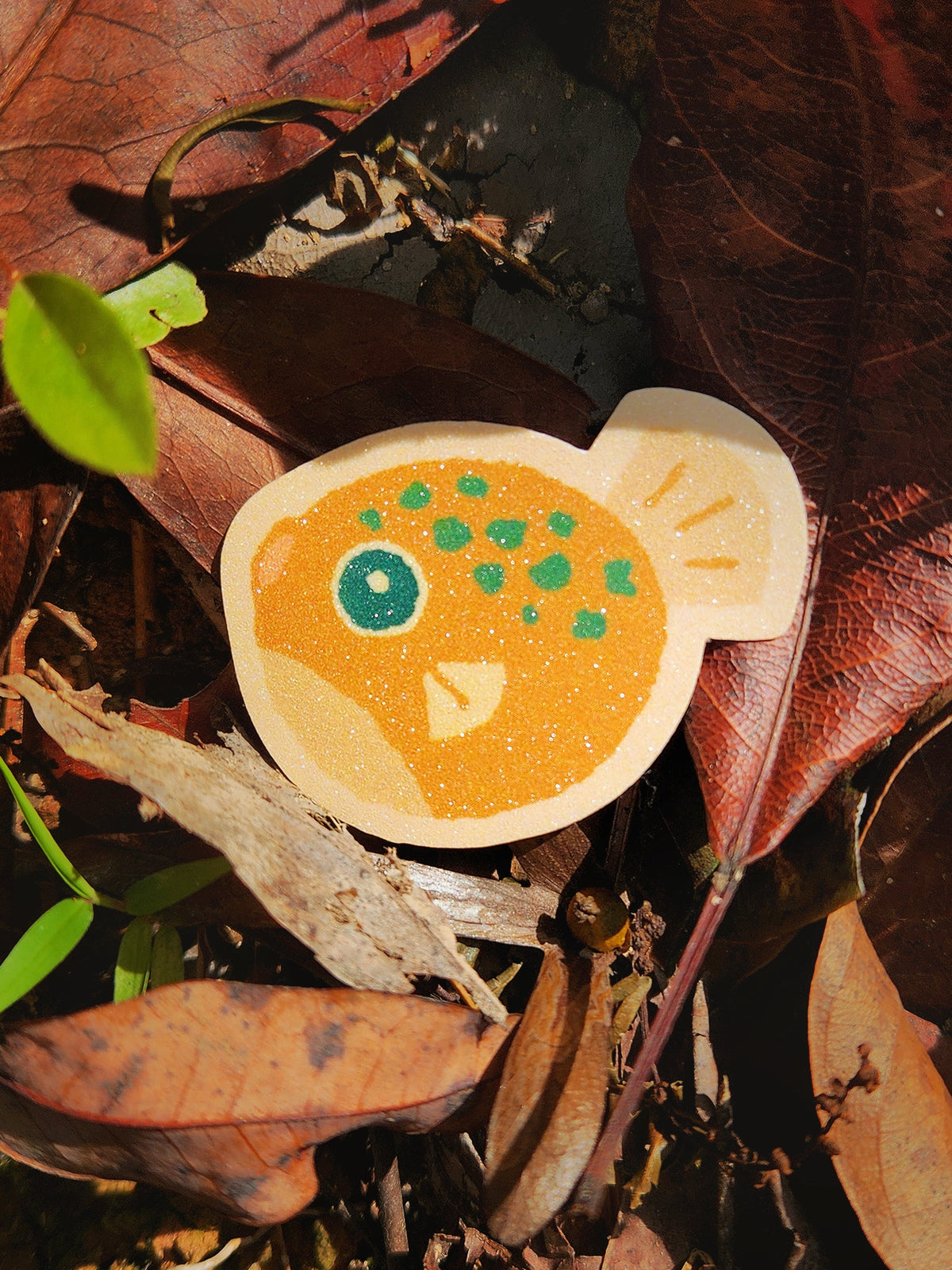 Green Spotted Pufferfish Sticker
